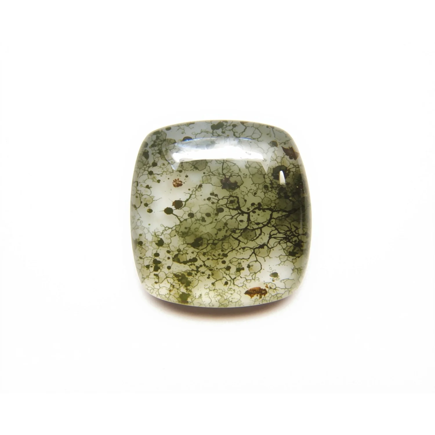 Moss Agate 1PC Small 8x8 MM Cushion Cabochon Green Natural semi Precious Semi Precious Gemstone