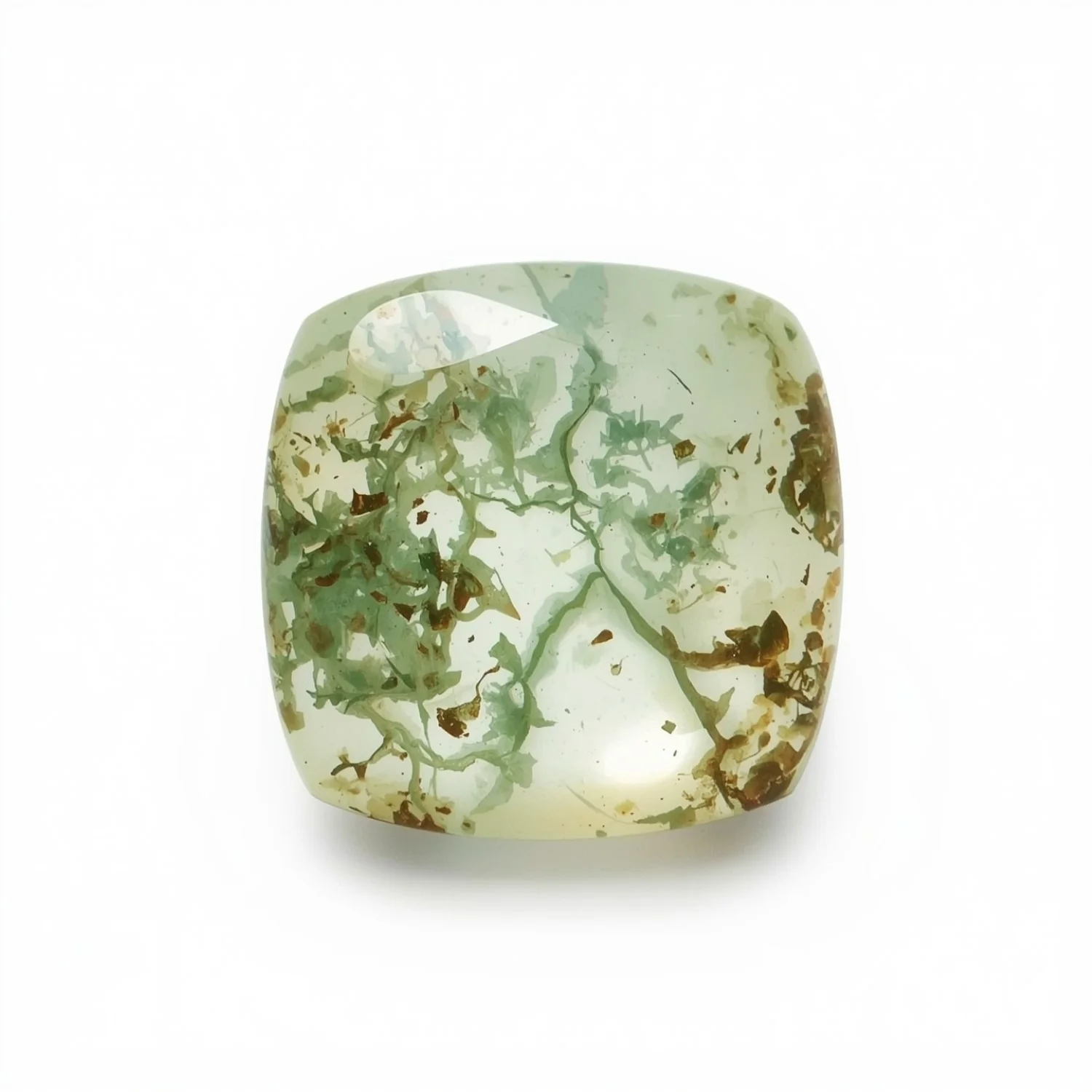 Moss Agate 1PC Small 8x8 MM Square Cabochon Green Brilliant semi Precious Loose Gemstones