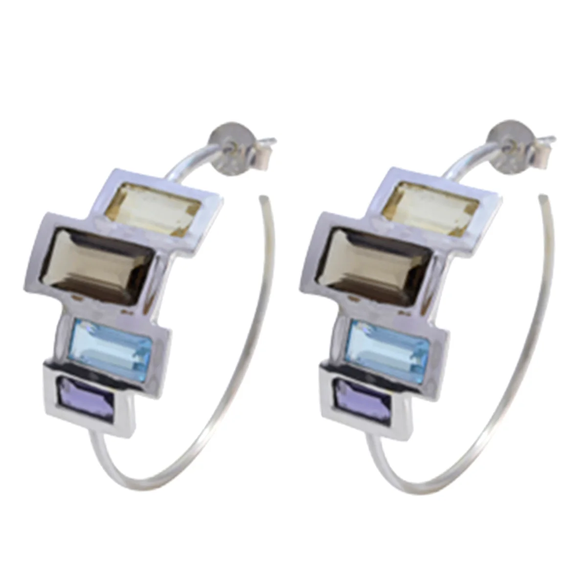 Multi African Bruna multiple Stud multicolor 925 Silver Earring