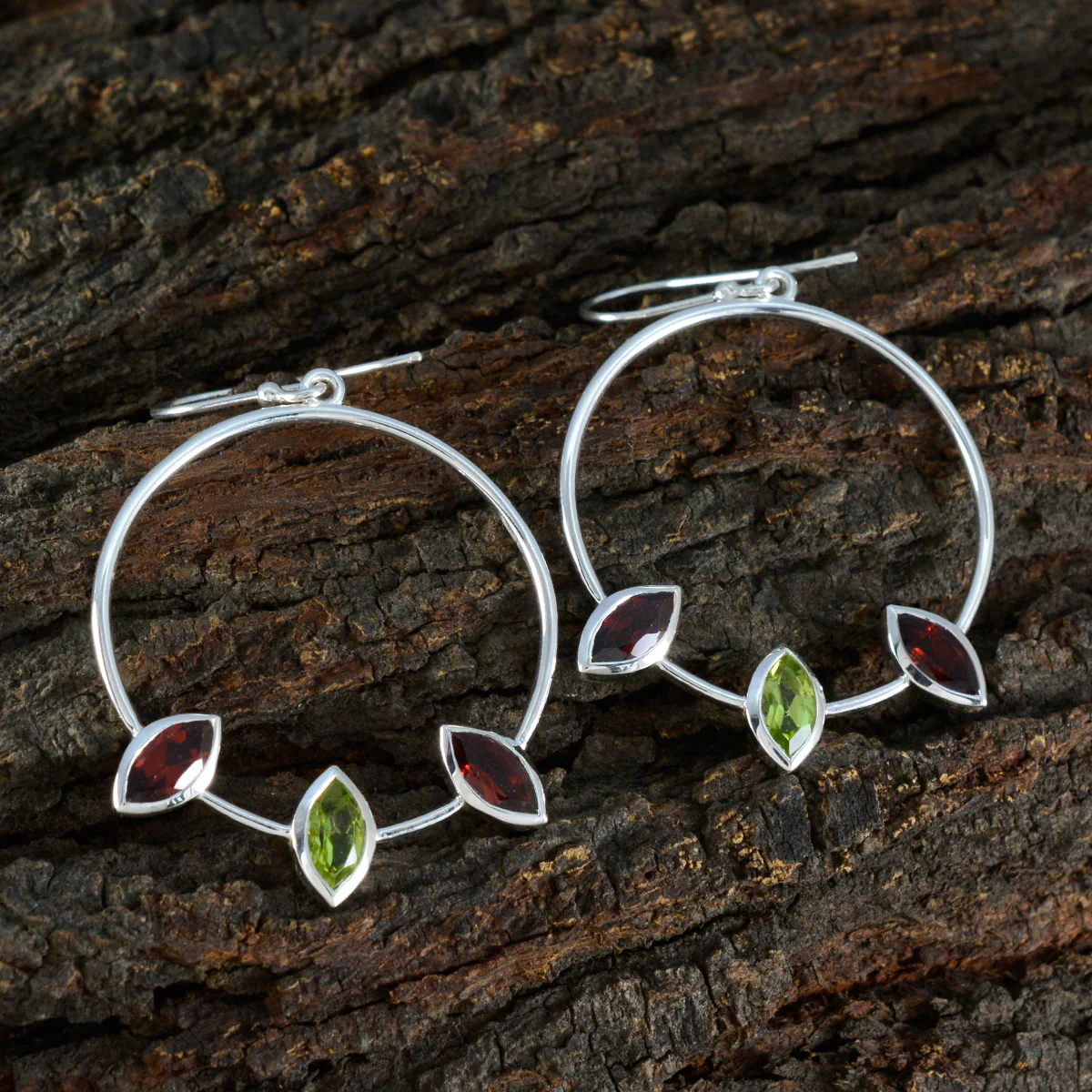 Multi African Nova Trilogy Dangle multicolor Silver Earring - Image 3