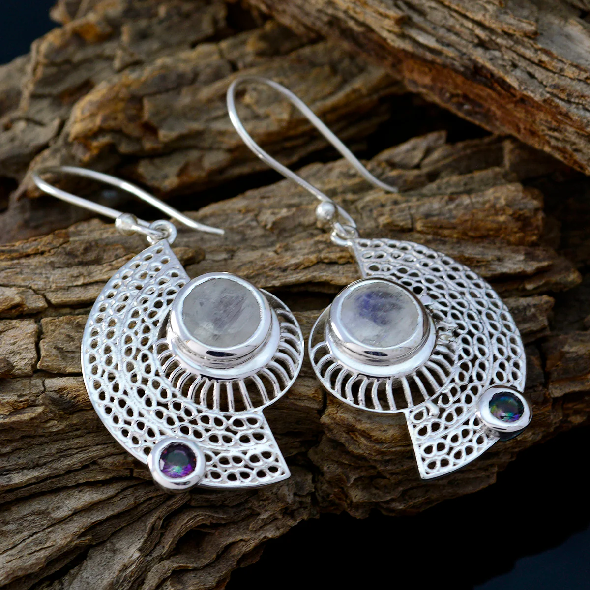 Multi African Teresa multiple Dangle multicolor 925 Sterling Silver Earring - Image 3
