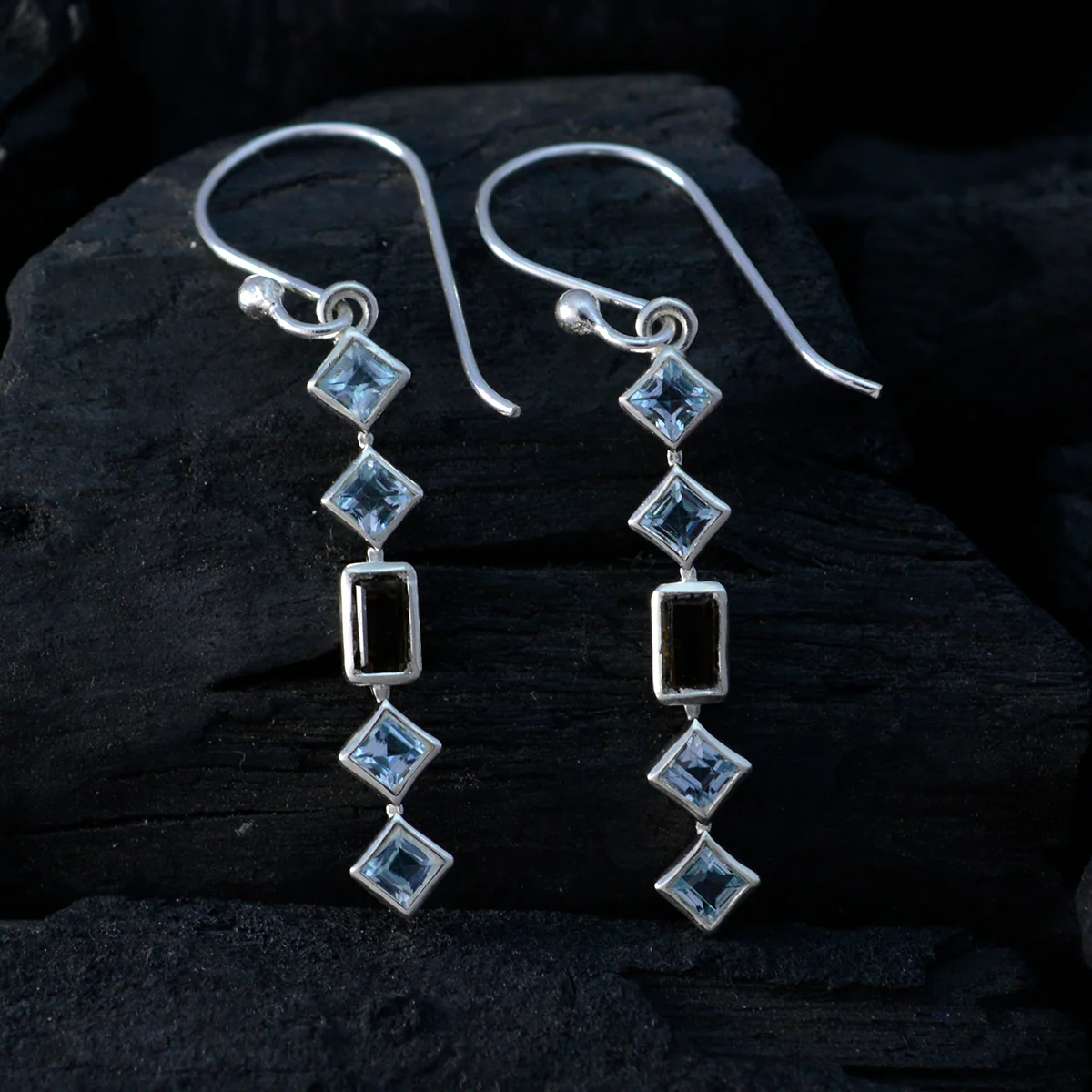 Multi American Layla multiple Dangle multicolor Silver Earring - Image 2