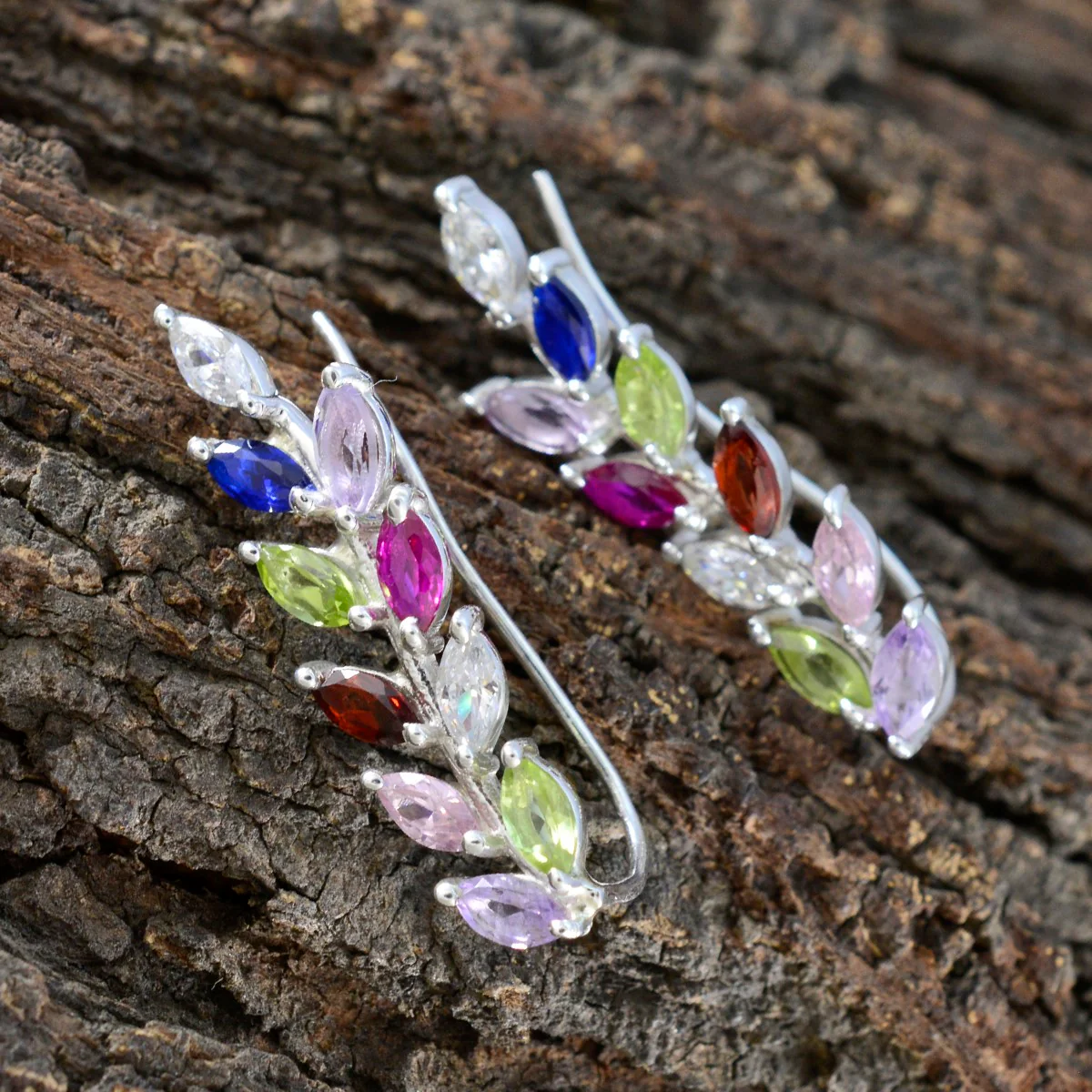 Multi American Mei multiple Stud multicolor 925 Sterling Silver Earring - Image 4