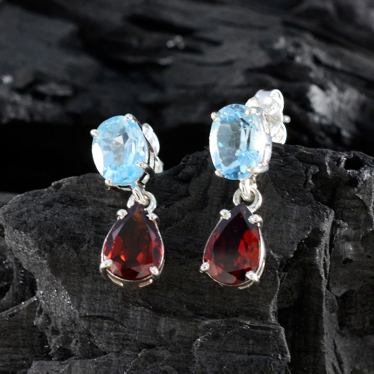 Multi American Micaela multiple Stud multicolor Sterling Silver Earring - Image 3