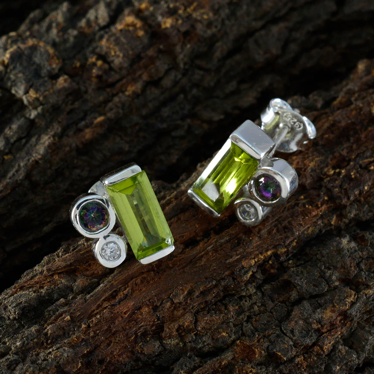 Multi Australian Luisa Trilogy Stud multicolor Sterling Silver Earring - Image 3