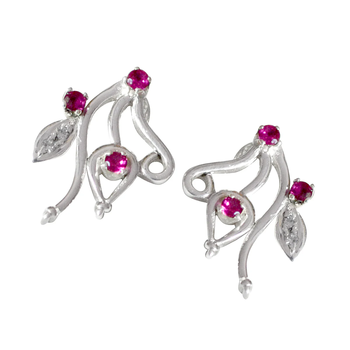 Multi CZ African Nayara multiple Stud multicolor Silver Earring - Image 2
