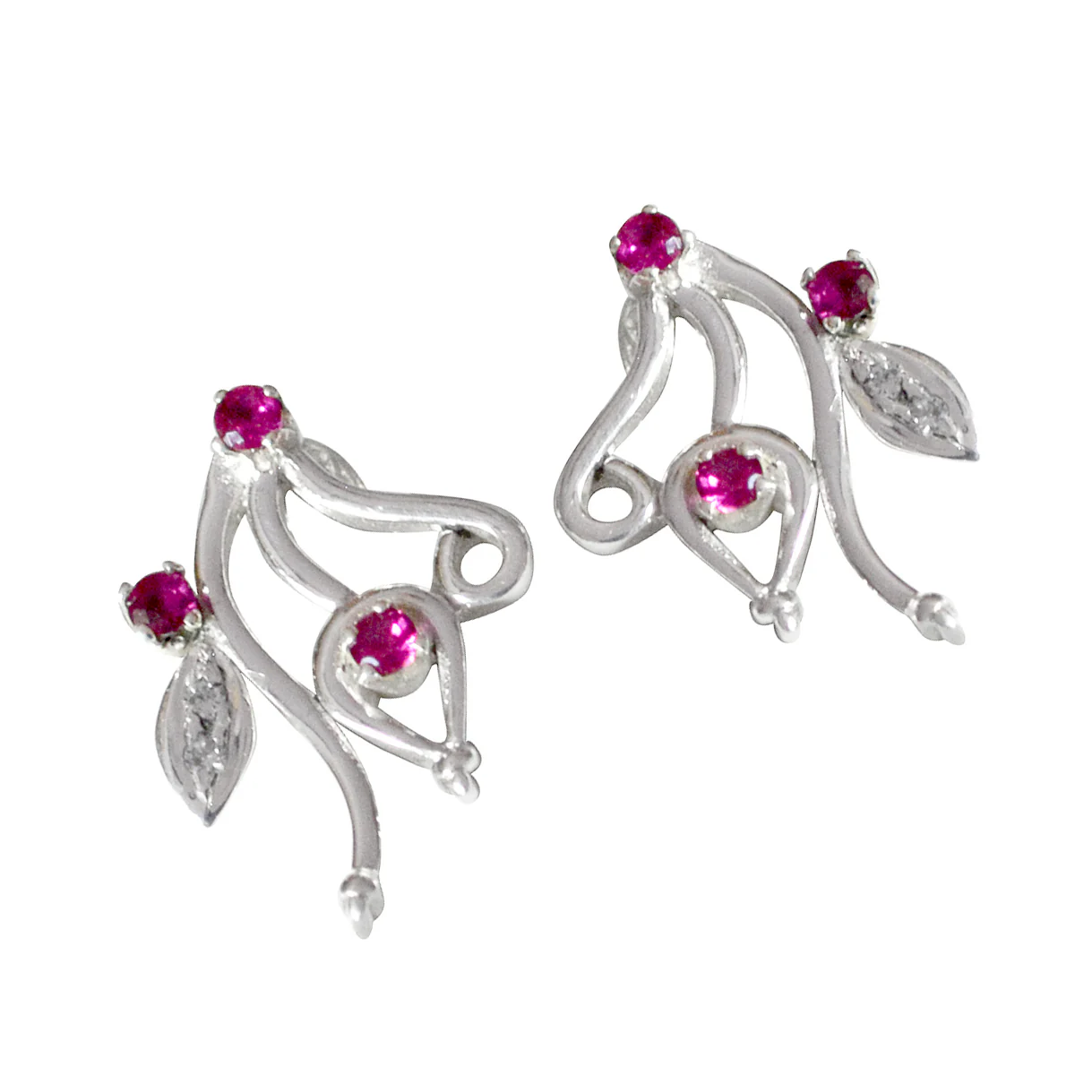 Multi CZ African Nayara multiple Stud multicolor Silver Earring - Image 3