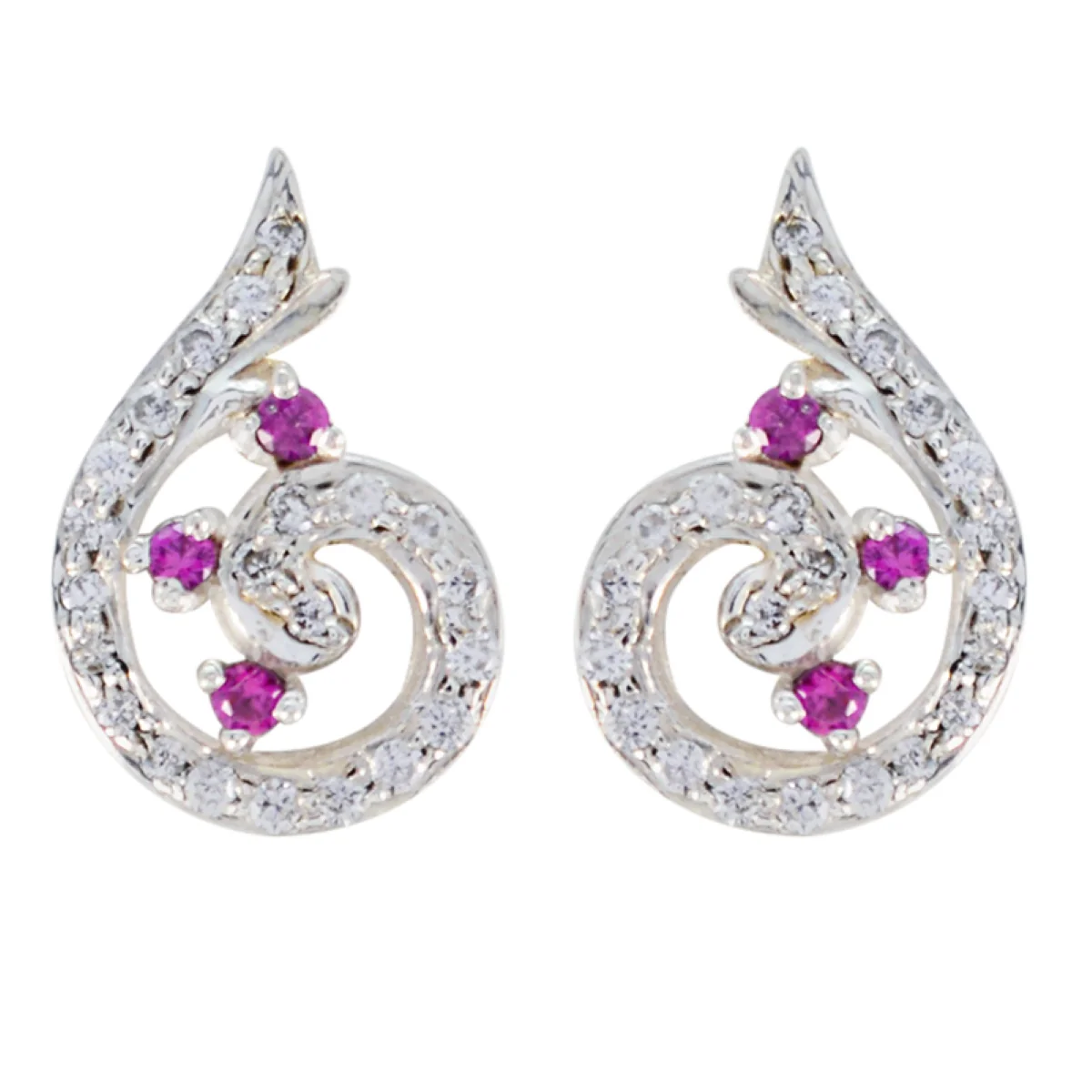 Multi CZ American Amelia multiple Stud multicolor Silver Earring