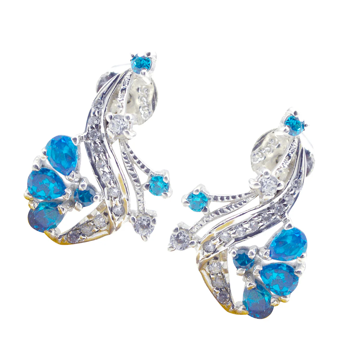Multi CZ American Freya multiple Stud multicolor Silver Earring - Image 2
