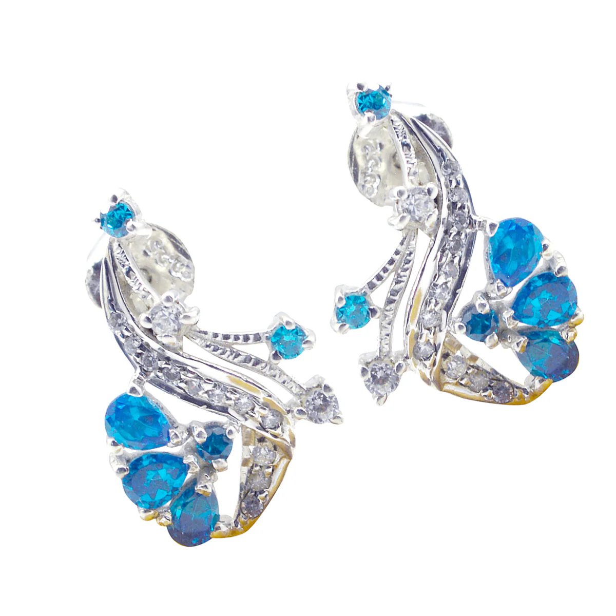 Multi CZ American Freya multiple Stud multicolor Silver Earring - Image 3