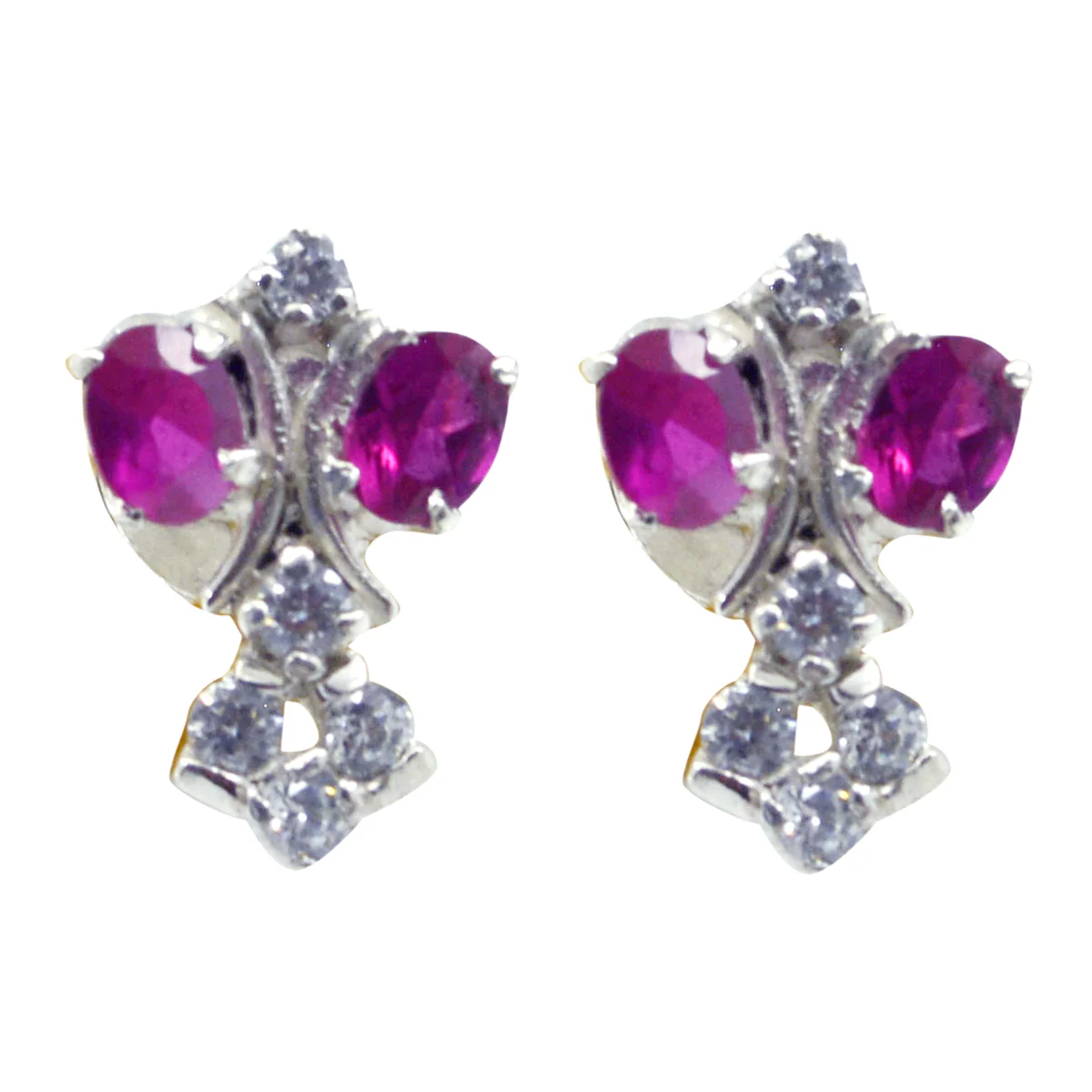 Multi CZ American Pilar multiple Stud multicolor Sterling Silver Earring