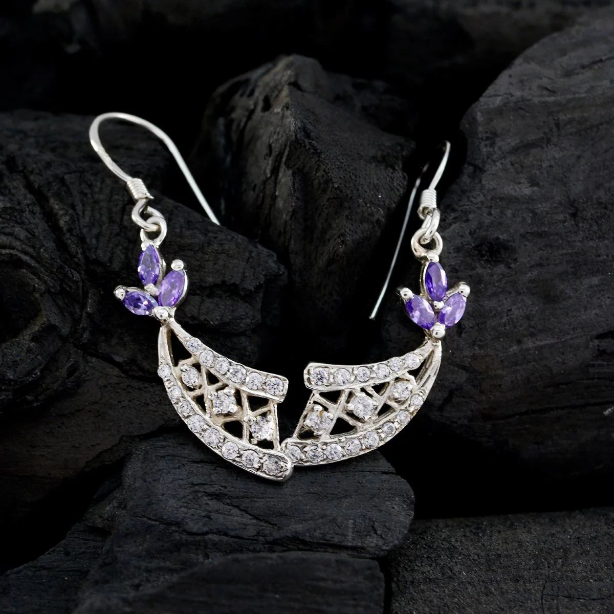 Multi CZ Australian Bella multiple Dangle multicolor Sterling Silver Earring - Image 4