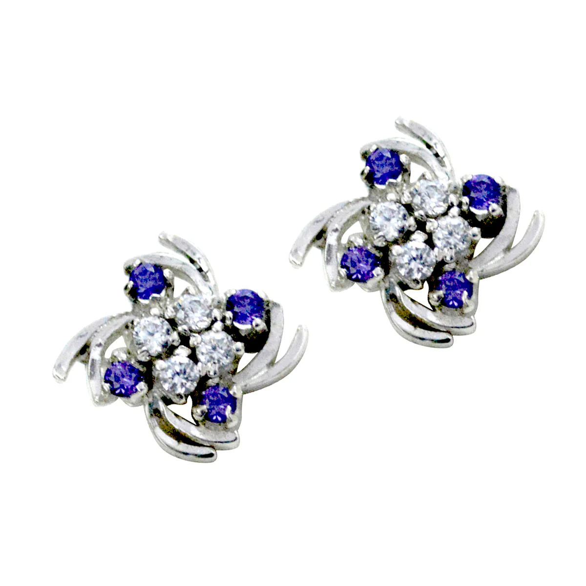 Multi CZ Australian Valentina multiple Stud multicolor Silver Earring - Image 3