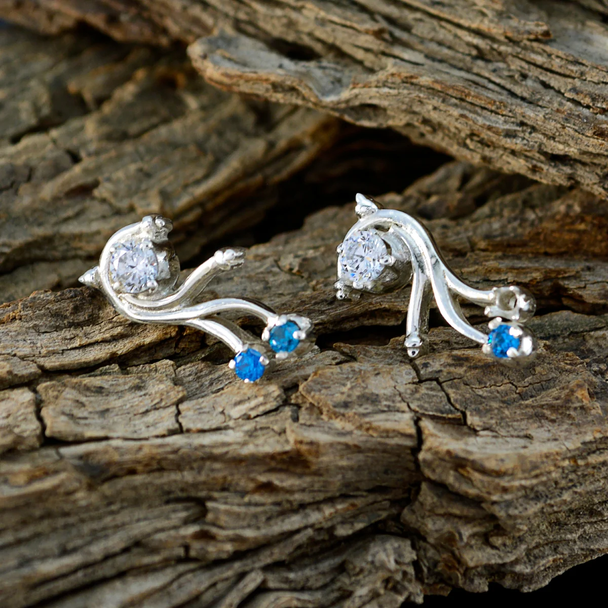 Multi CZ Egyptian Alina multiple Stud multicolor 92.5 Silver Earring - Image 3
