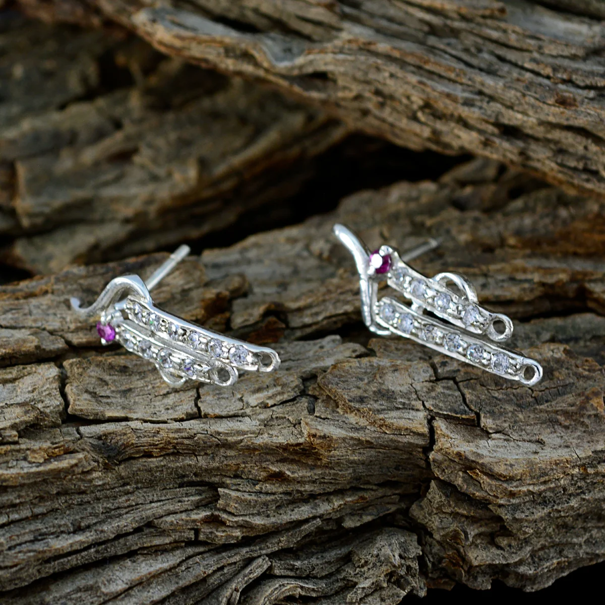 Multi CZ Egyptian Ángeles multiple Stud multicolor 925 Silver Earring - Image 3