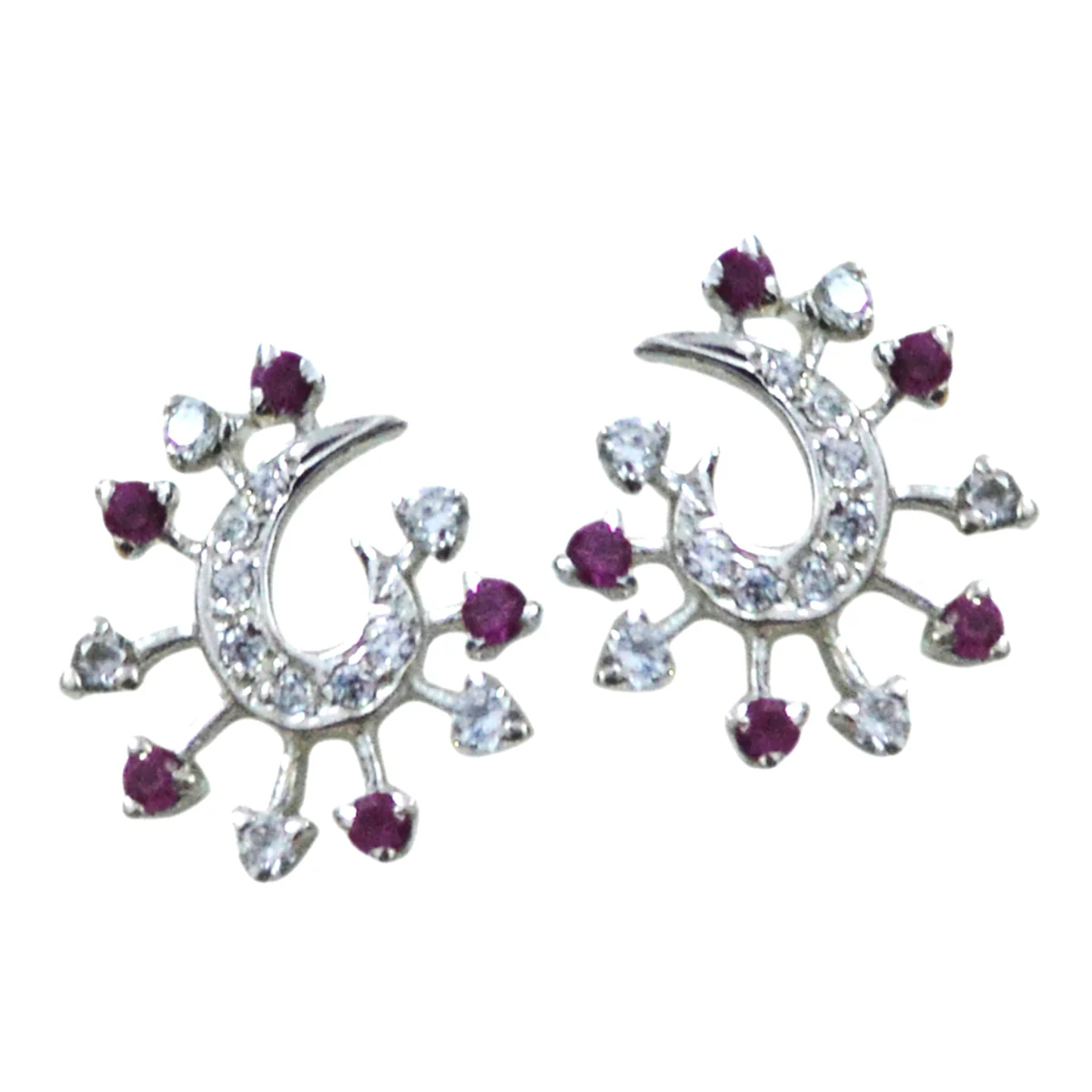 Multi CZ Egyptian Eleanor multiple Stud multicolor 925 Sterling Silver Earring - Image 2
