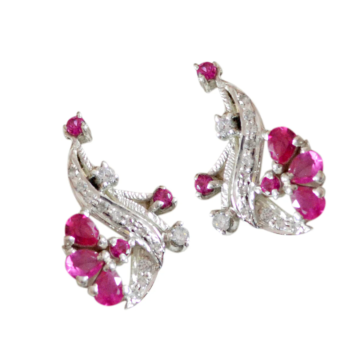 Multi CZ French Abigail multiple Stud multicolor Sterling Silver Earring - Image 3