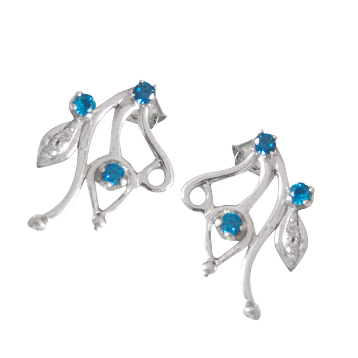 Multi CZ German Addison multiple Stud multicolor Sterling Silver Earring - Image 2