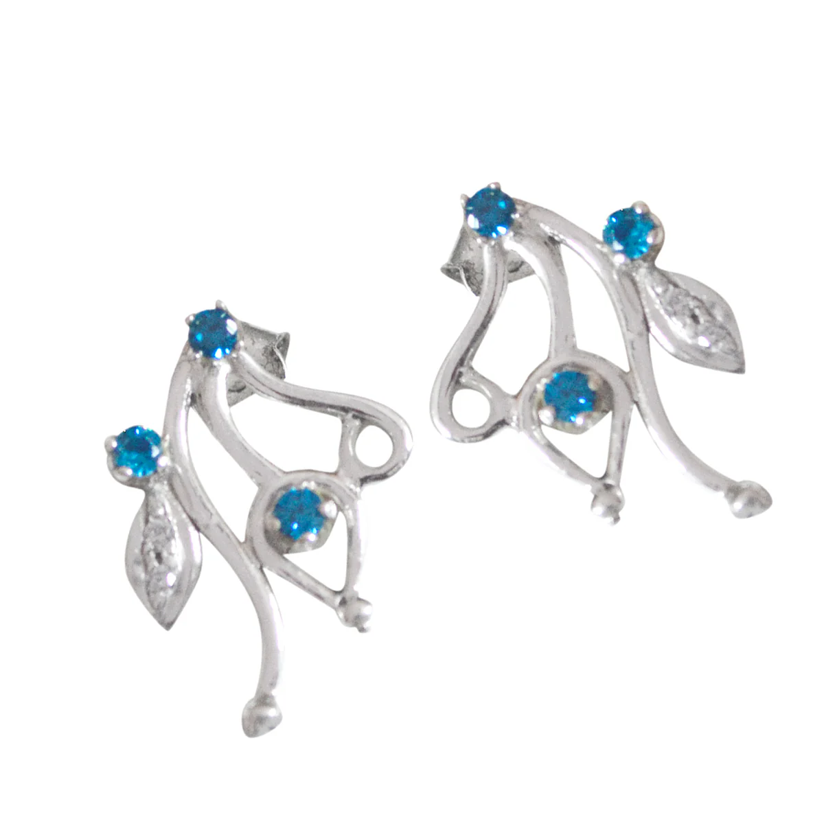 Multi CZ German Addison multiple Stud multicolor Sterling Silver Earring - Image 3