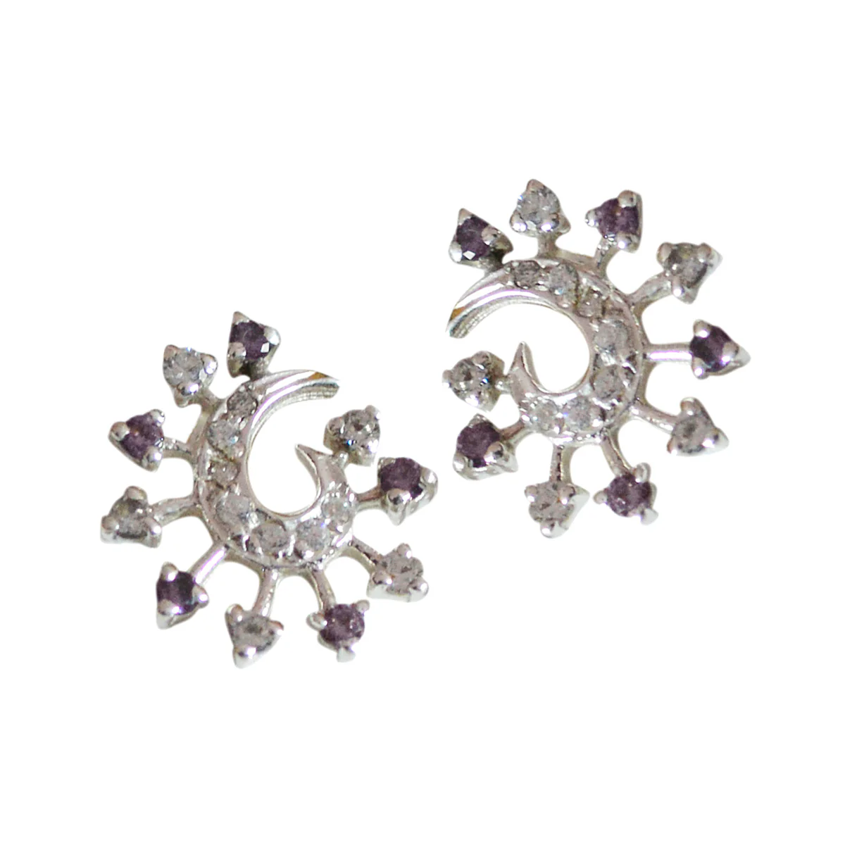 Multi CZ German Charlotte multiple Stud multicolor 92.5 Silver Earring - Image 3