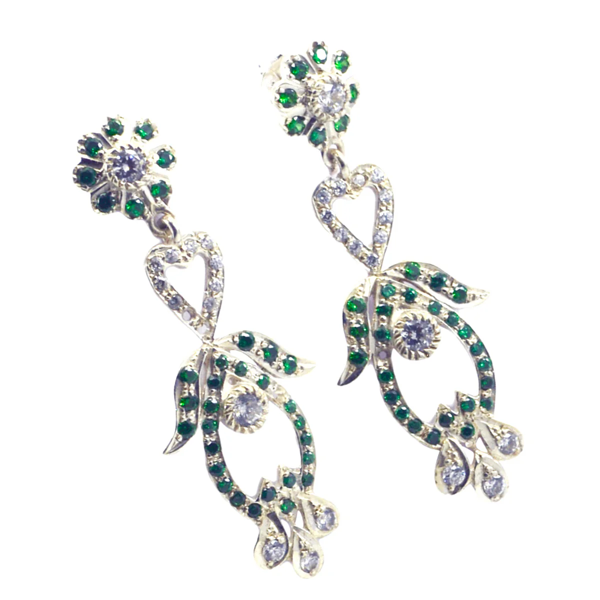 Multi CZ Indian Dewi multiple Stud multicolor 925 Silver Earring - Image 3