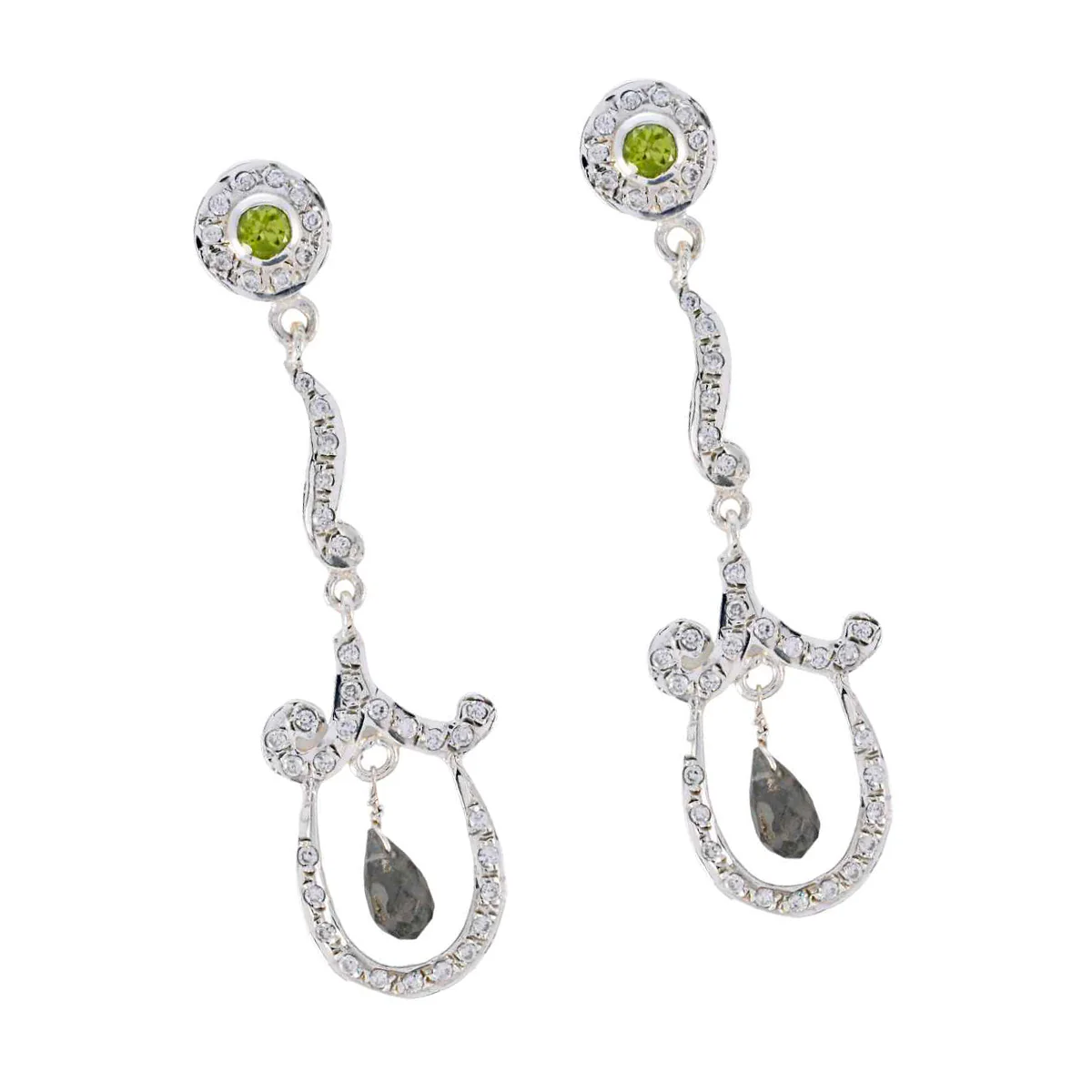 Multi CZ Indian Maria multiple Stud multicolor 925 Sterling Silver Earring - Image 2
