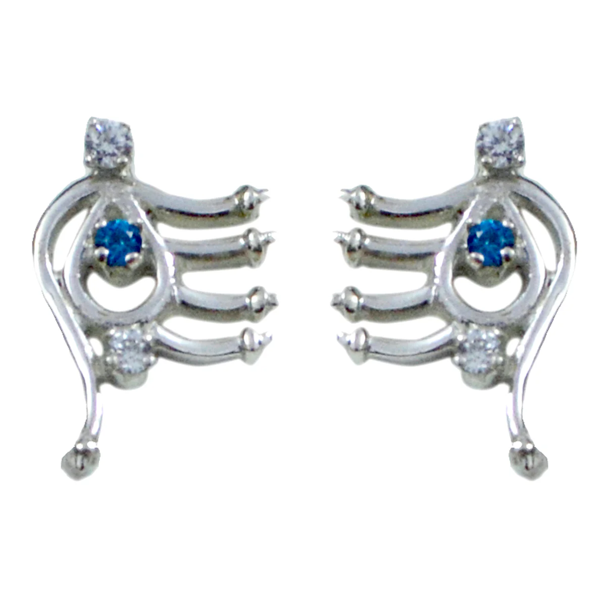 Multi CZ Italian Aurora multiple Stud multicolor 92.5 Silver Earring