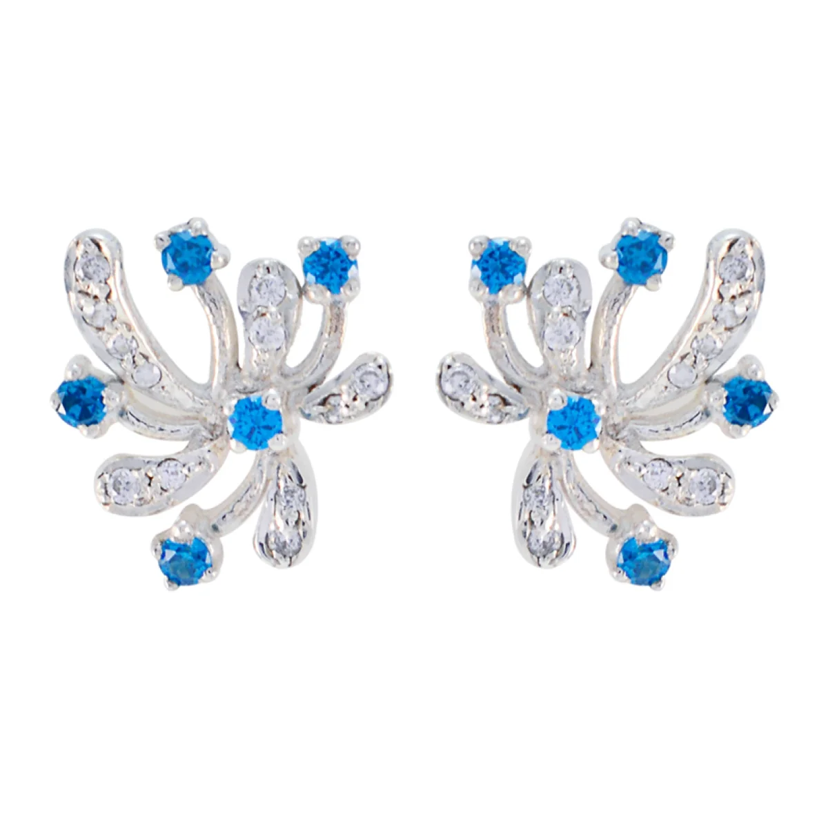 Multi CZ Japanese Aria multiple Stud multicolor 92.5 Silver Earring