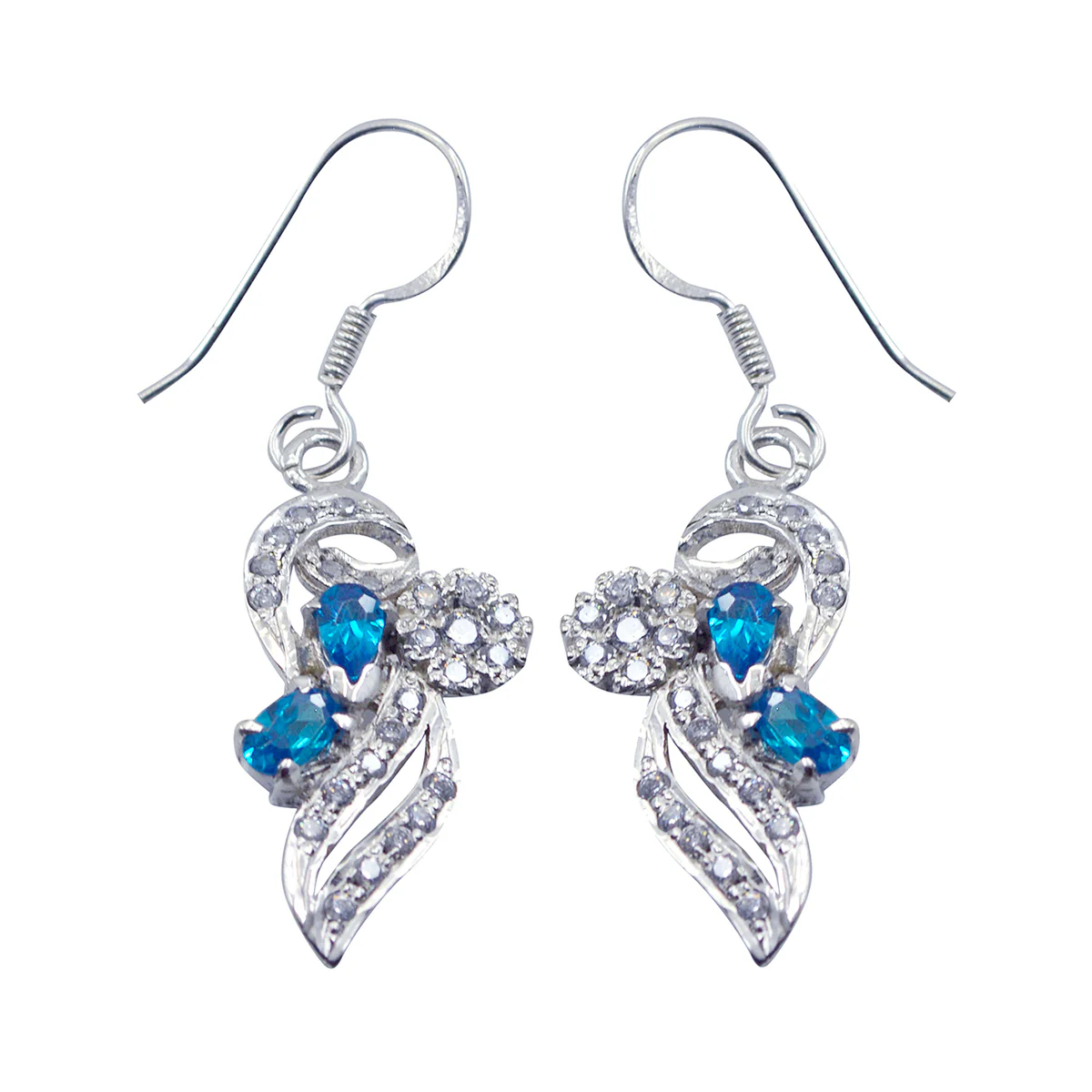 Multi CZ Japanese Ella multiple Dangle multicolor 925 Sterling Silver Earring