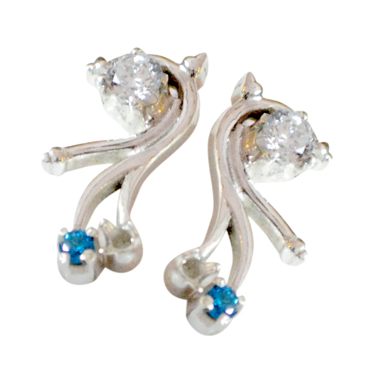 Multi CZ Japanese Renata multiple Stud multicolor 92.5 Silver Earring - Image 2