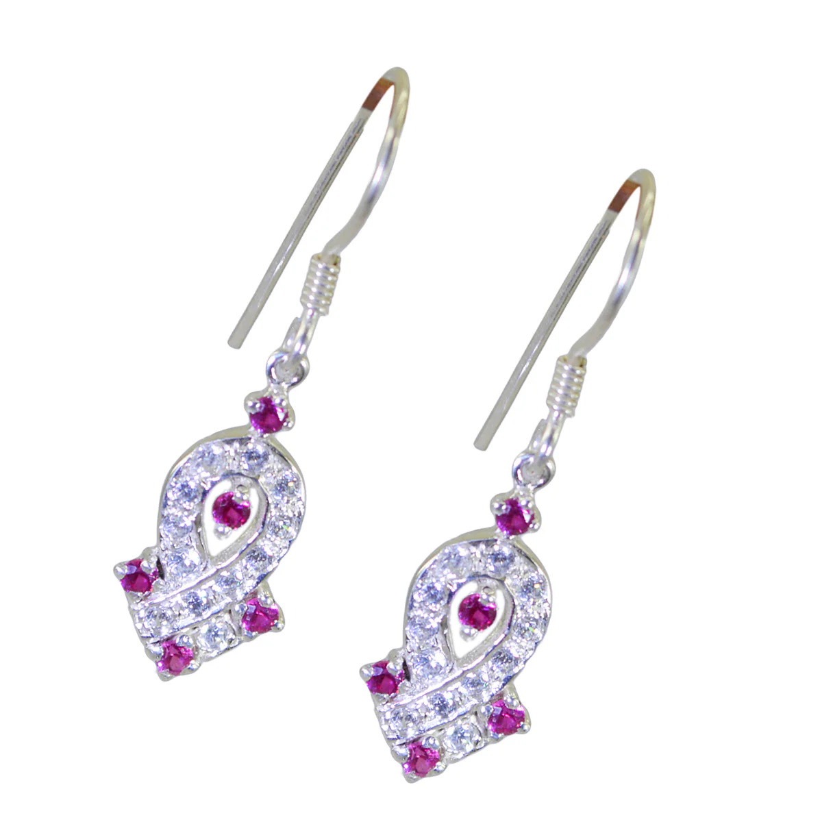Multi CZ Korean Eliza multiple Dangle multicolor Sterling Silver Earring - Image 2