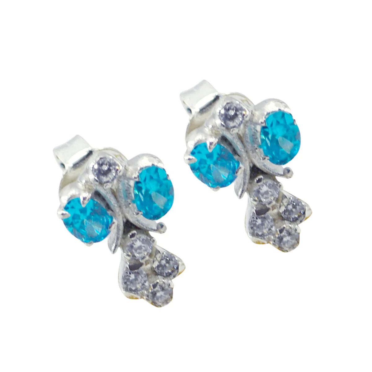 Multi CZ Latin American Micaela multiple Stud multicolor Silver Earring - Image 3