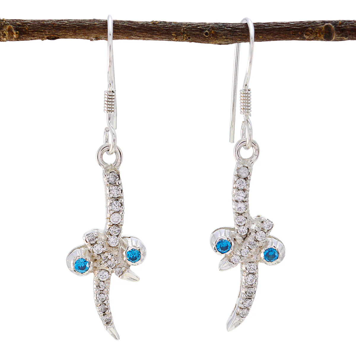 Multi CZ Mexican Emma multiple Dangle multicolor Silver Earring