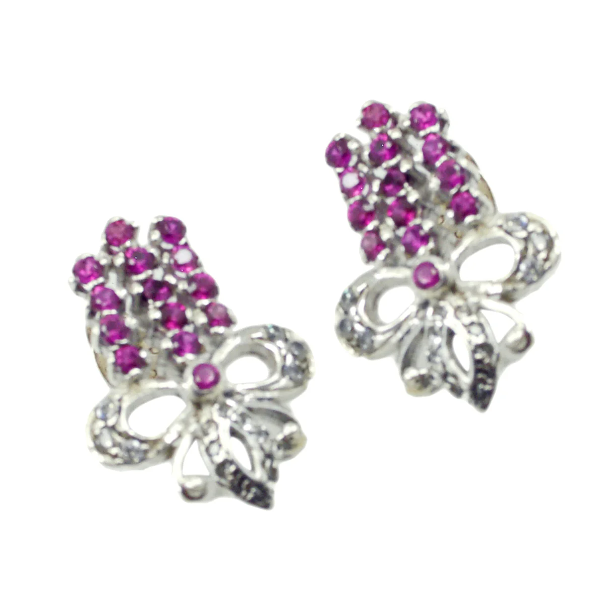 Multi CZ Mexican Teresa multiple Stud multicolor 925 Sterling Silver Earring - Image 3