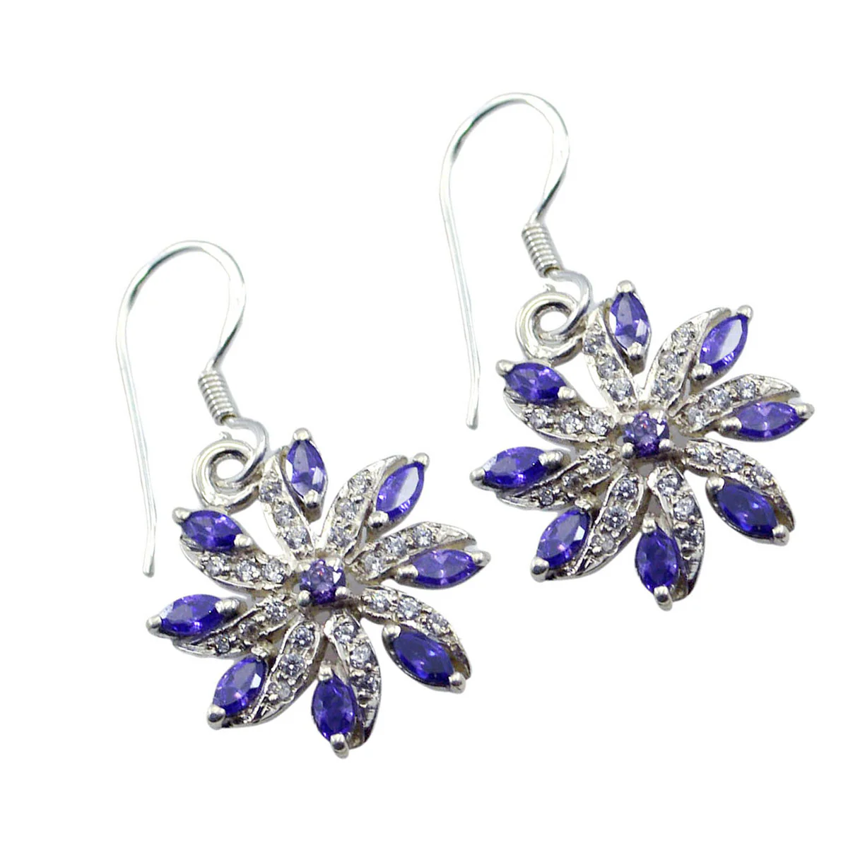 Multi CZ Middle Eastern Ines multiple Dangle multicolor 925 Sterling Silver Earring - Image 3