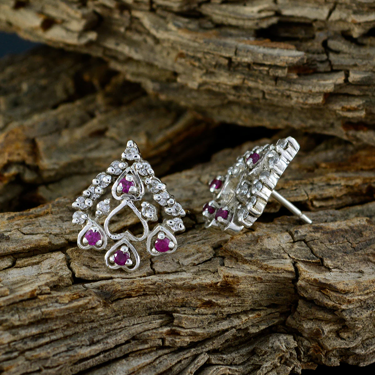 Multi CZ Middle Eastern Sofía multiple Stud multicolor 92.5 Silver Earring - Image 3