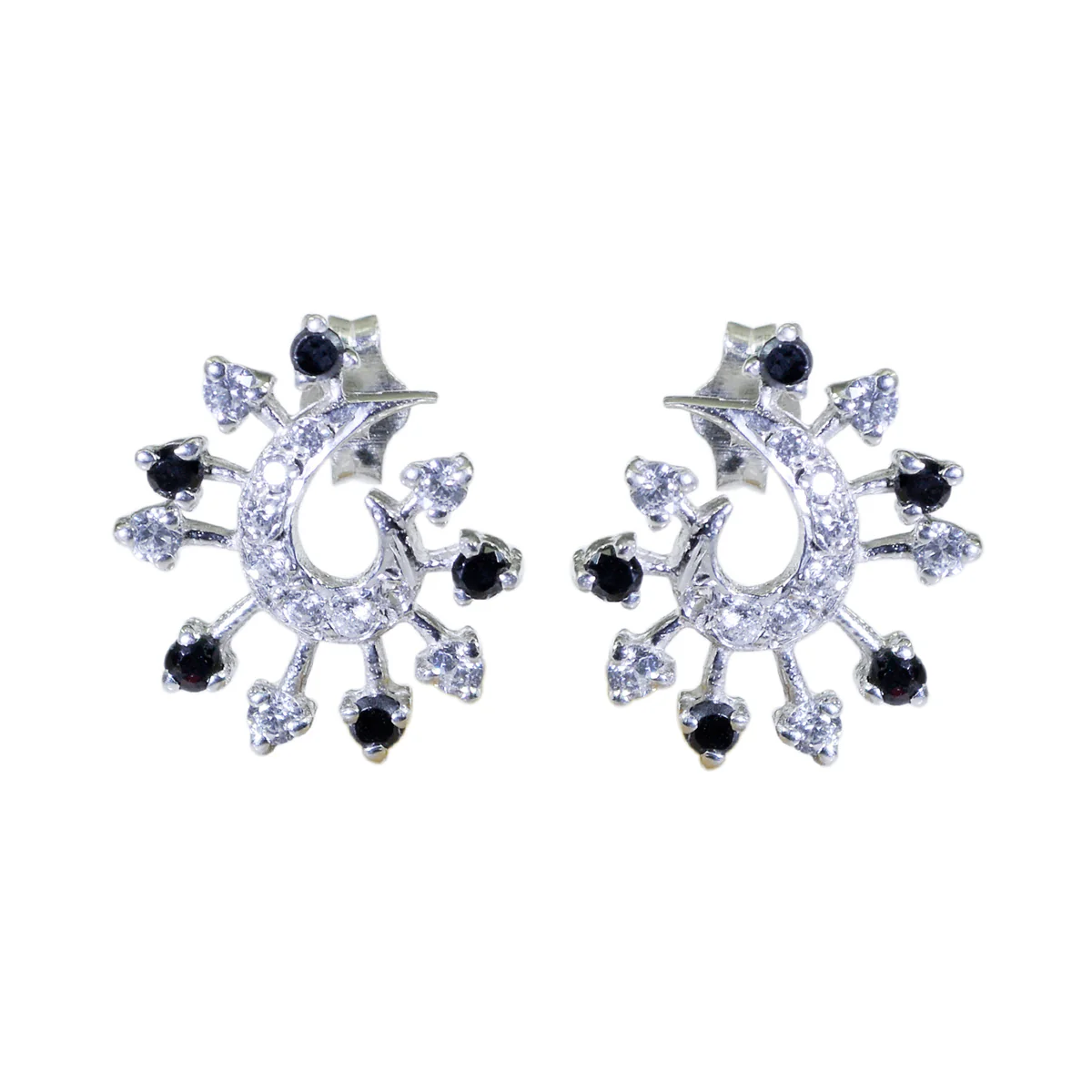 Multi CZ Moroccan Alice multiple Stud multicolor 925 Silver Earring