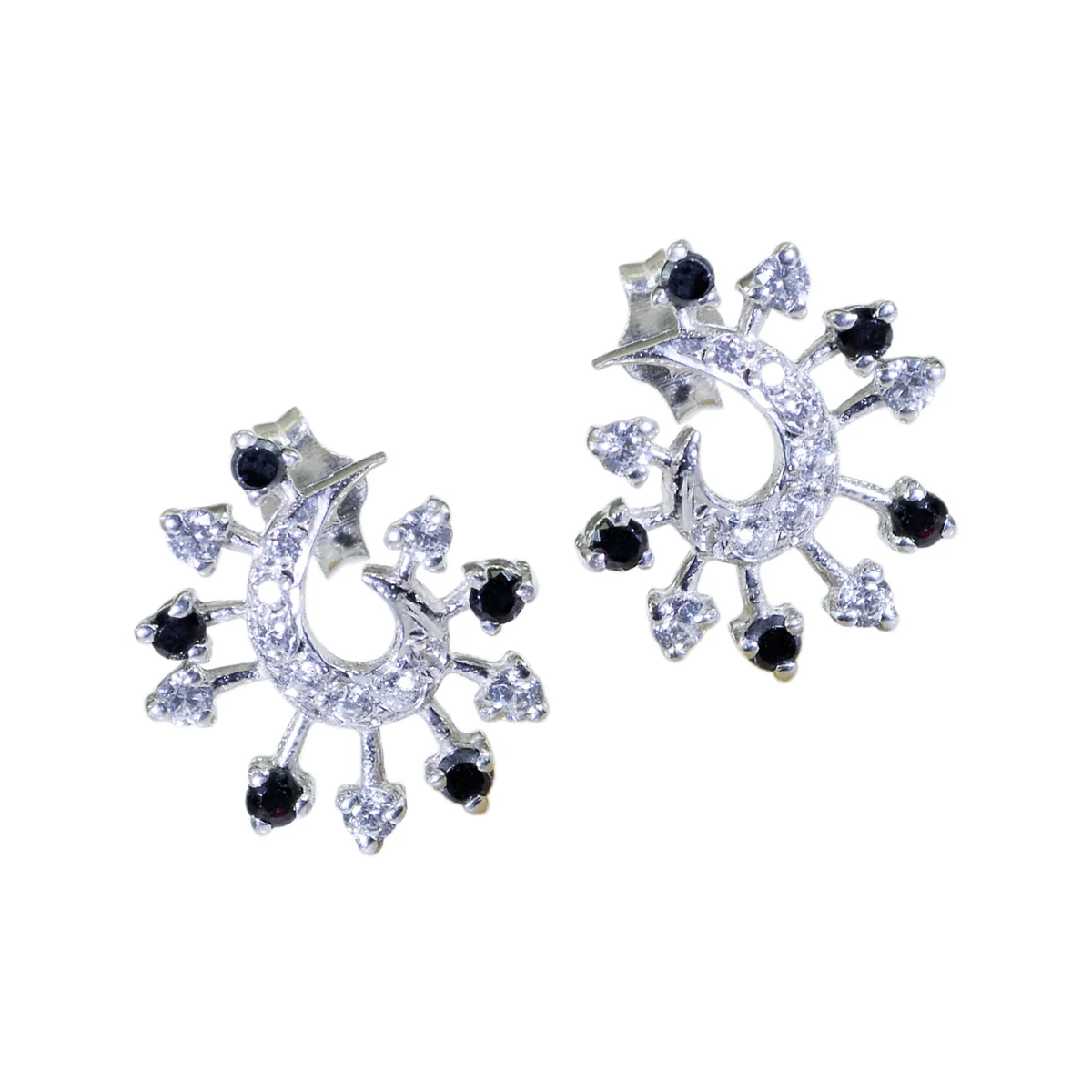 Multi CZ Moroccan Alice multiple Stud multicolor 925 Silver Earring - Image 3