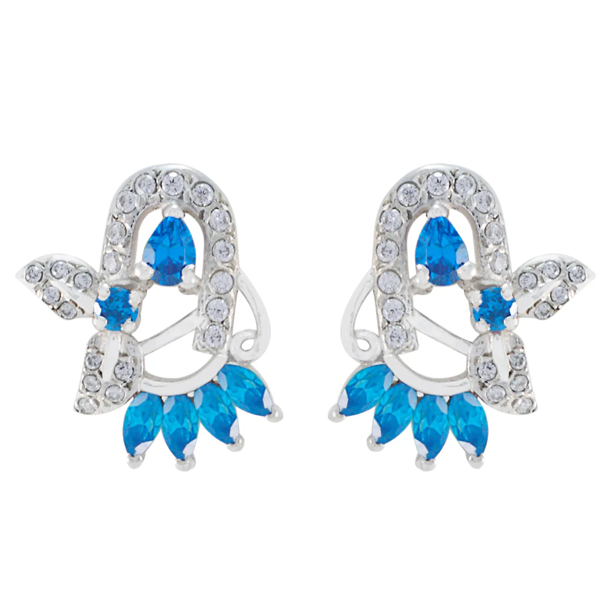 Multi CZ Moroccan Clara multiple Stud multicolor Sterling Silver Earring