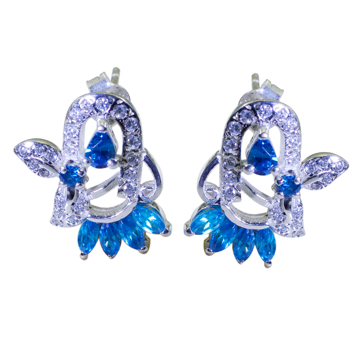 Multi CZ Moroccan Clara multiple Stud multicolor Sterling Silver Earring - Image 3