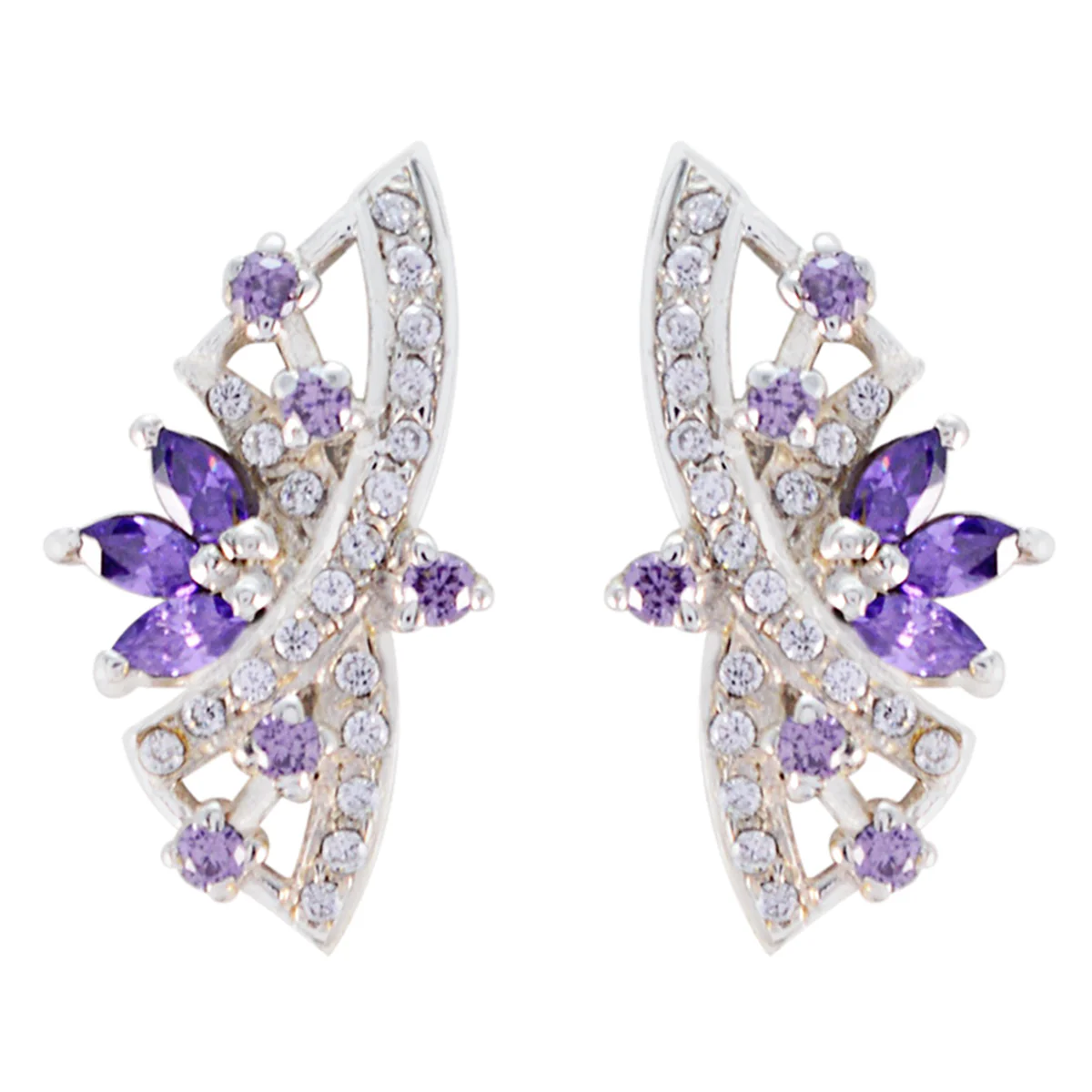 Multi CZ Moroccan Rebeca multiple Stud multicolor 925 Silver Earring
