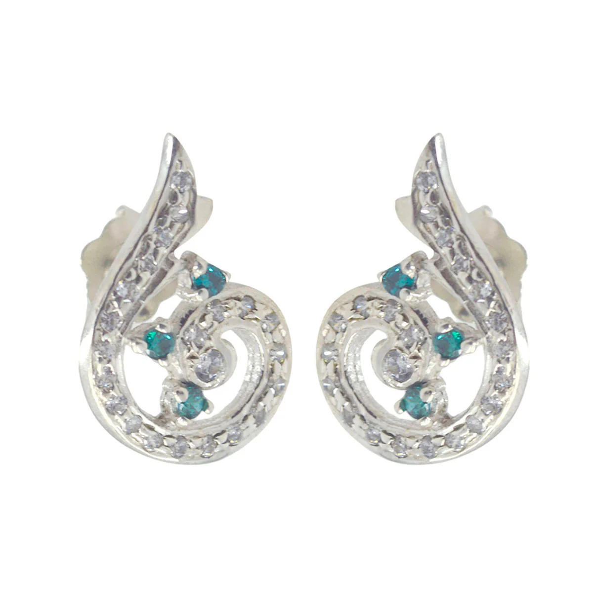 Multi CZ Russian Aisha multiple Stud multicolor Silver Earring