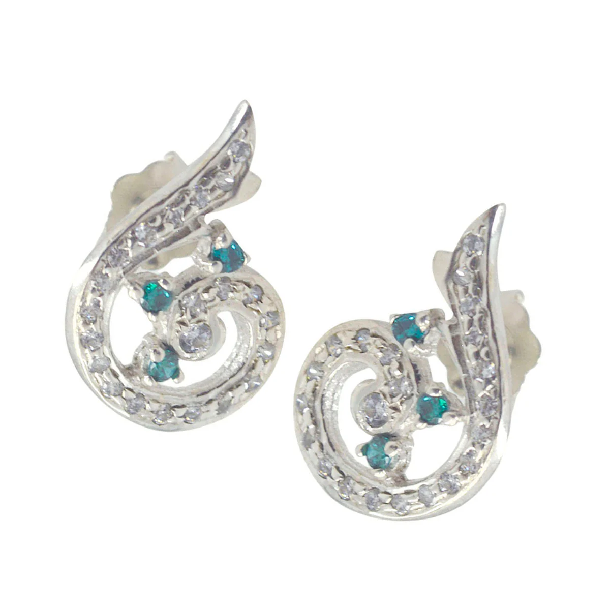 Multi CZ Russian Aisha multiple Stud multicolor Silver Earring - Image 2
