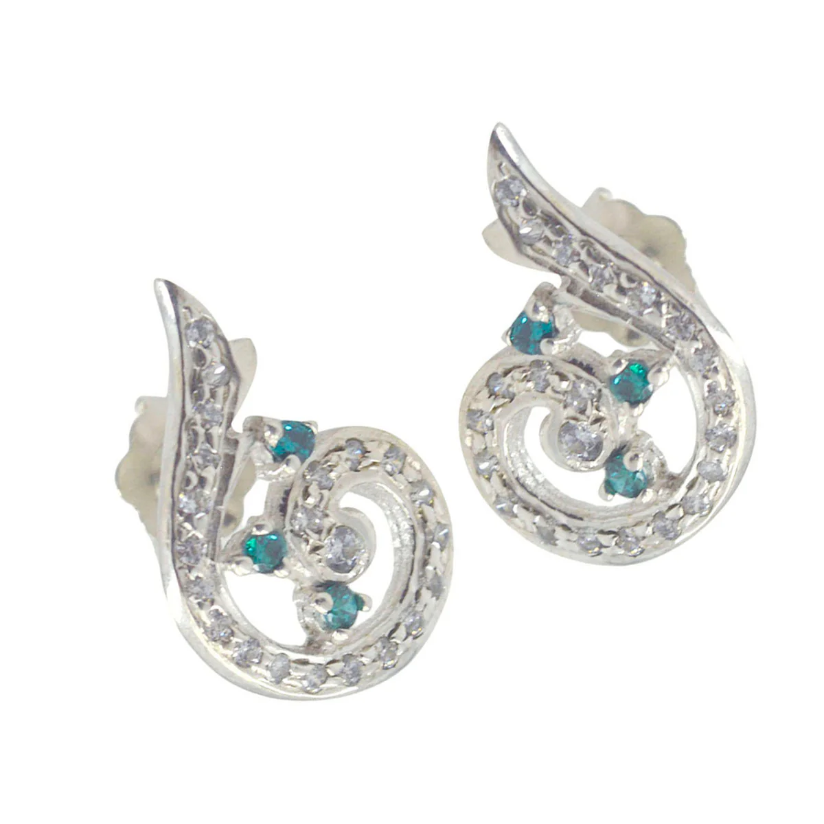 Multi CZ Russian Aisha multiple Stud multicolor Silver Earring - Image 3