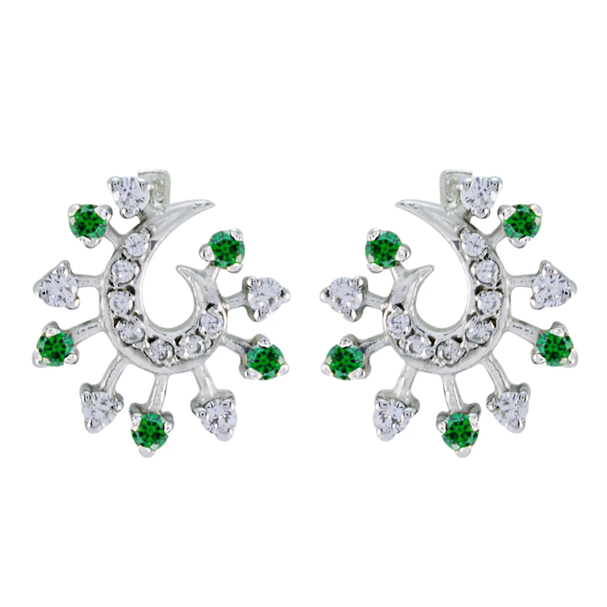 Multi CZ Russian Noelia multiple Stud multicolor Sterling Silver Earring