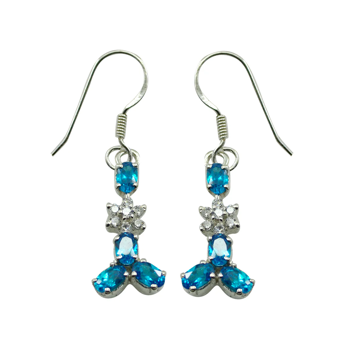 Multi CZ Spanish Bianca multiple Dangle multicolor Sterling Silver Earring