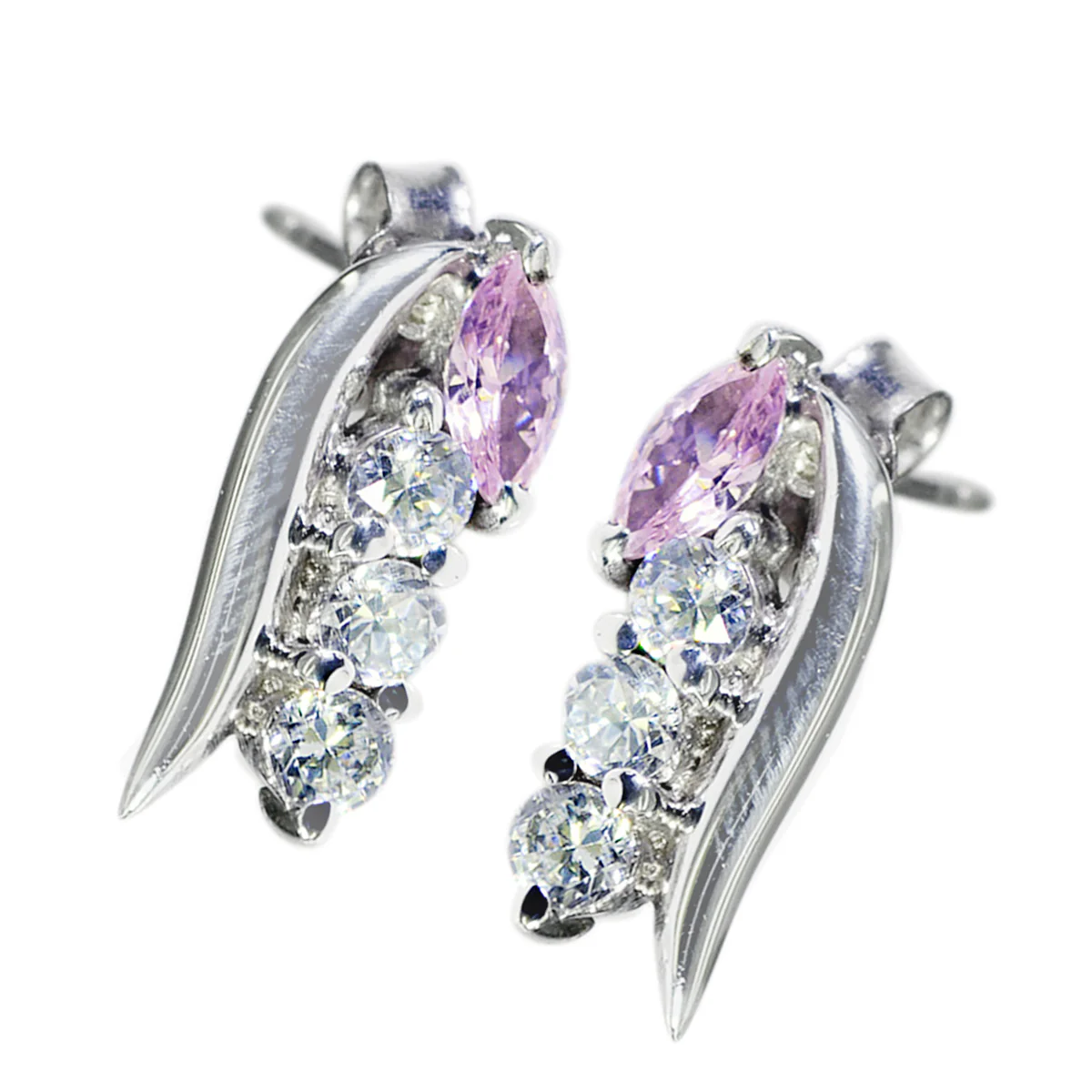 Multi CZ Spanish Victoria multiple Stud multicolor 92.5 Silver Earring - Image 2