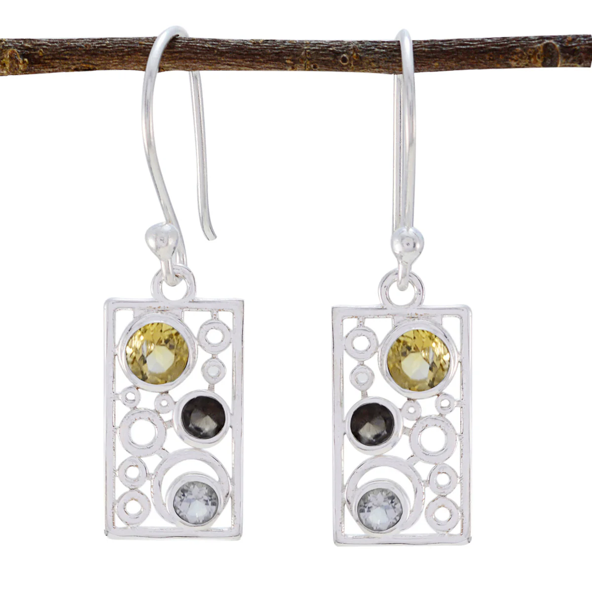 Multi Egyptian Aisha multiple Dangle multicolor 925 Sterling Silver Earring