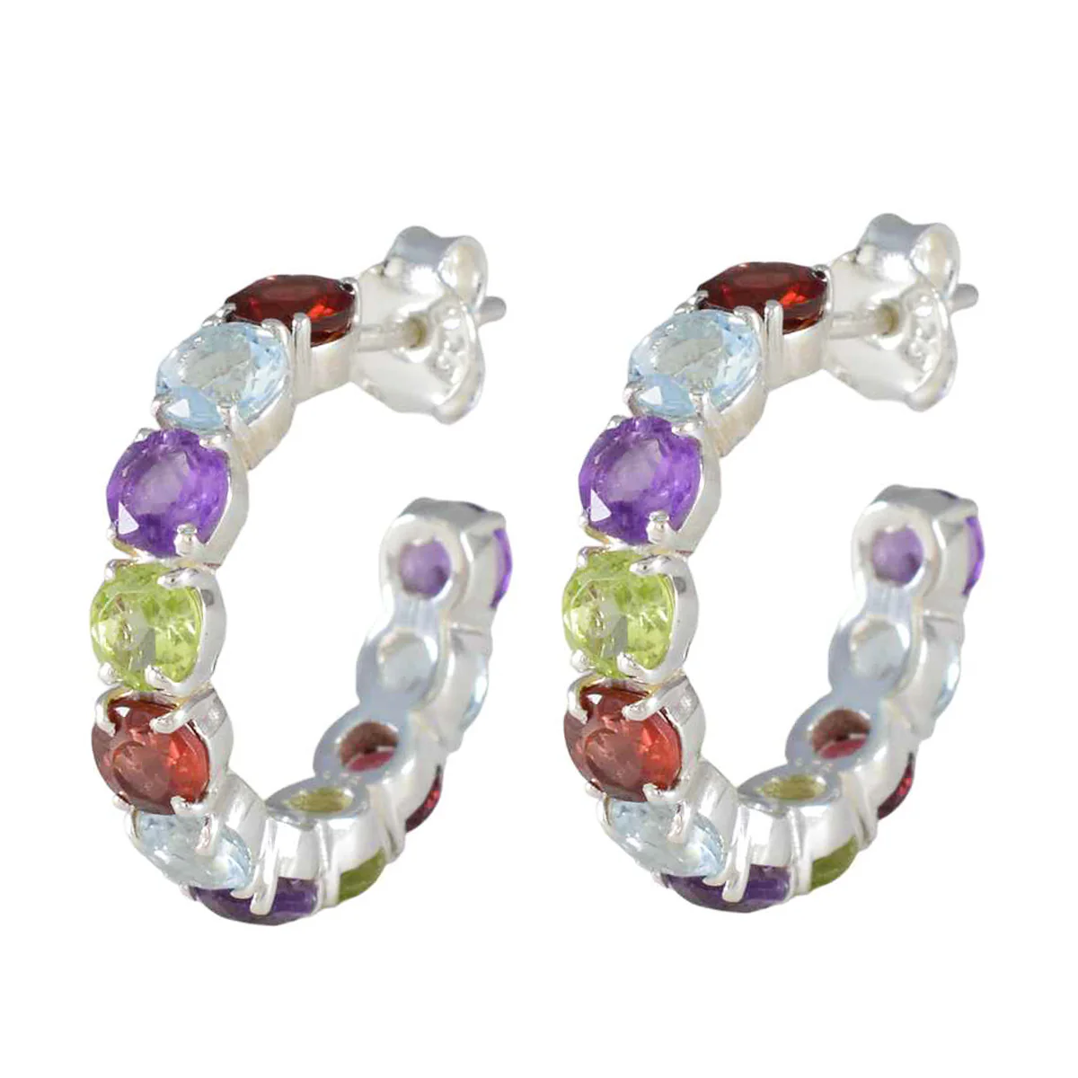 Multi Egyptian Ivana multiple Stud multicolor Silver Earring