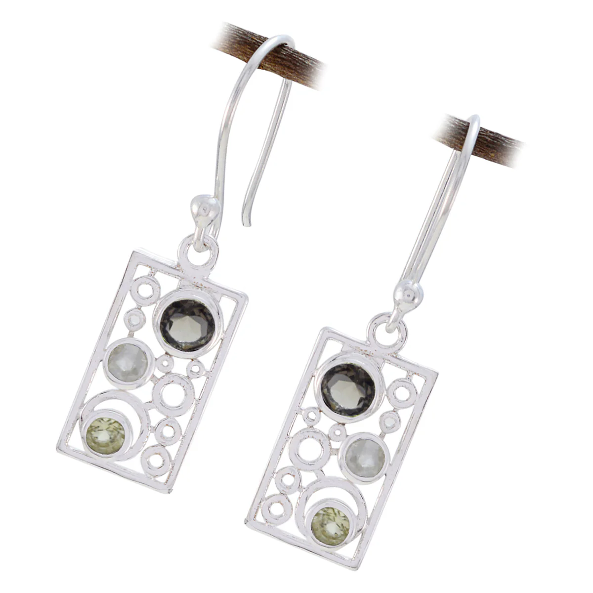 Multi Egyptian Violet multiple Dangle multicolor Silver Earring - Image 2